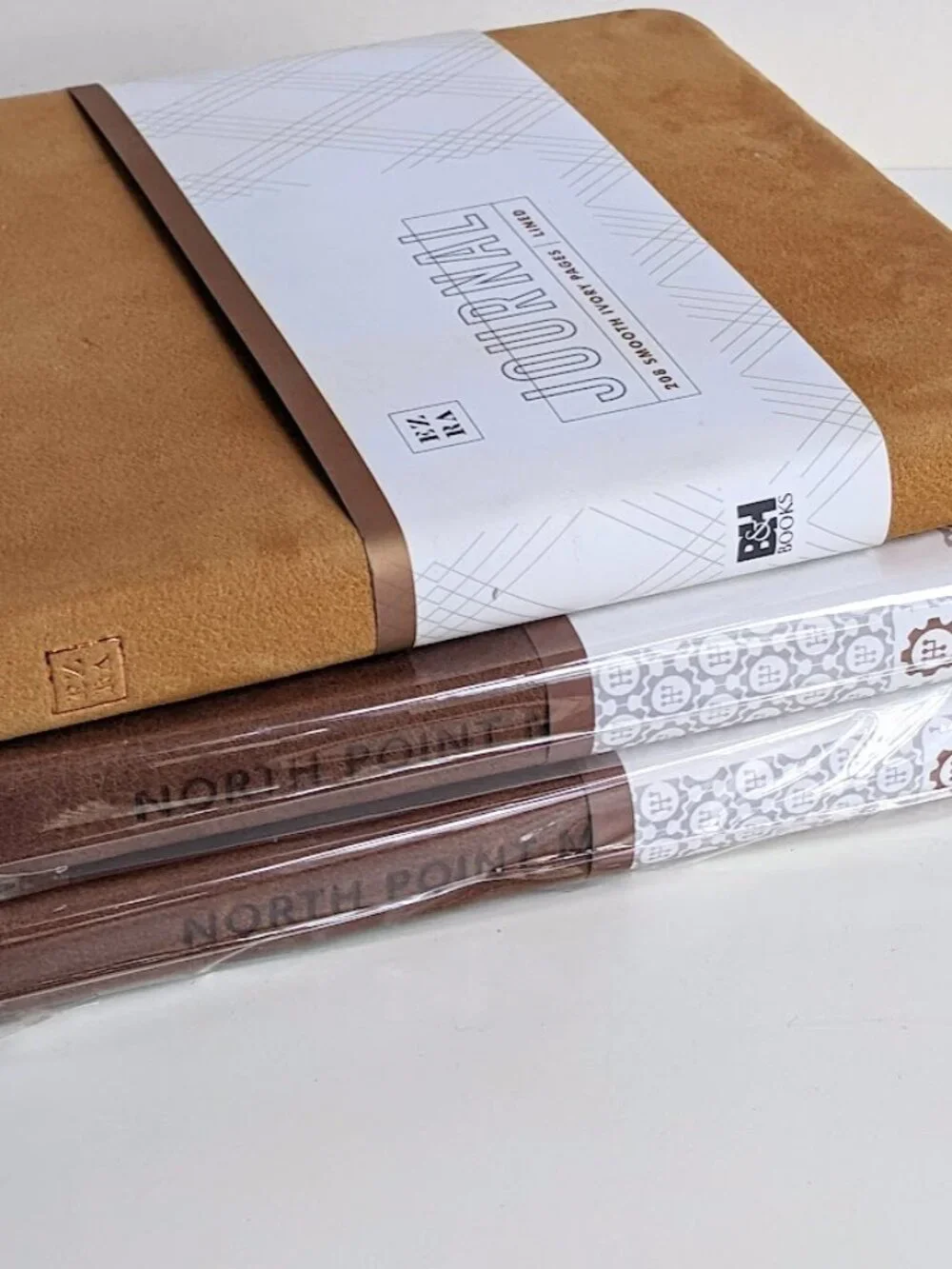 One Yellow Brown Leather Journal Notebook, 208 Smooth Ivory Pages